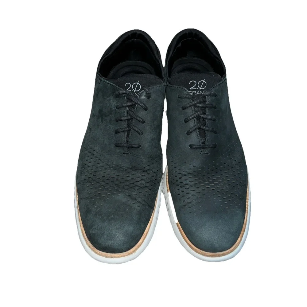 Cole Haan Shoes Men's 9.5 M Blue Leather‎ Laser Wingtip Oxfords C23807